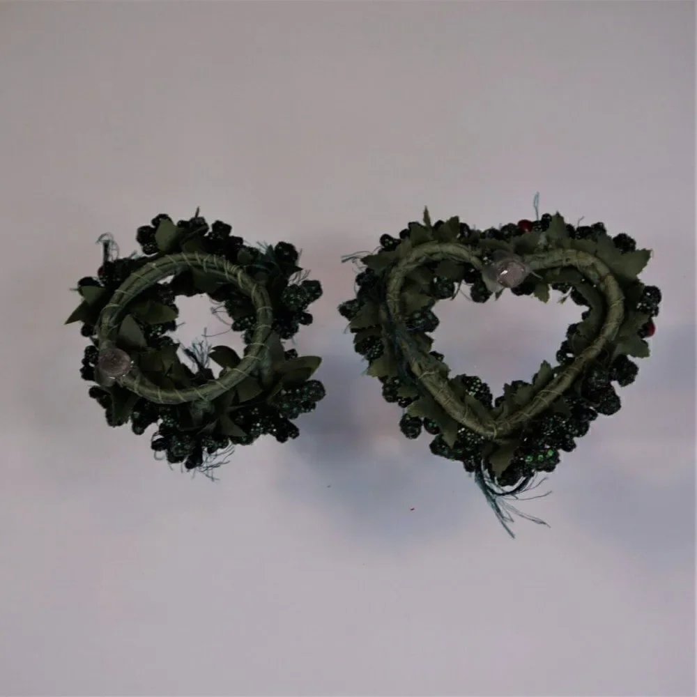 Christmas Candle Rings Green Red Round And Heart Shape Set Of 2 Holiday Decor